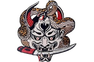 ZEGIN Toppa Ricamata da Applicare con Ferro da Stiro o Cucitura, Tema: Hannya Oni Maschera