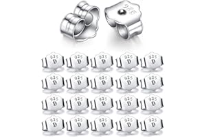 DREAMAUG 20Pcs 925 Sterling Silver Earring Backs – Secure & Durable Ear Lockings for Women, DIY Jewelry Replacement (10 Pairs, Anti-Fade)
