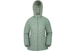 Mountain Warehouse Chaqueta acolchada Seasons para mujer - Abrigo resistente al agua para mujer, bolsillos delanteros, puños y capucha ajustables, Invierno