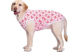 BLUE DREAM ISLAND Pet Clothes, Dog Camouflage Shirt Summer Dog T-Shirt Breathable Sunscreen Dog Vest Shirts Outfit Costume for Medium Large Dogs (32/4XL:Red Heart)
