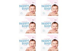 FAQRAH 6 Boxes x 200 (1200) Baby Fragranced Scented Nappy Bags with TIE Handles Disposable Sacks