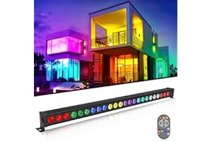 RTKTOUP Wallwasher Barra de luz, 24x3W RGBW LEDs Luz de Escenario Arandela de Pared tira DMX512 Control DJ Iluminación de Escenario para Interior Discoteca Fiesta Iglesia Cumpleaños Bar Boda(1 PCS)