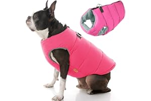Gooby Padded Vest Dog Jacket - Solid Pink, Large - Warm Zip Up Dog Vest Fleece Jacket with Dual D Ring Leash - Winter Water Resistant Small Dog Sweater - Dog Clothes for Small Dogs Boy and Medium Dogs