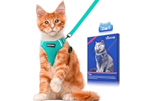 Halypet Cat Harness and Leash Set [ MAX Safety Third Generation ] Escape Proof Soft Adjustable Cat Leash Breathable Comfortable Vest Easy to Wear Kitten Harness for Outdoor Walking