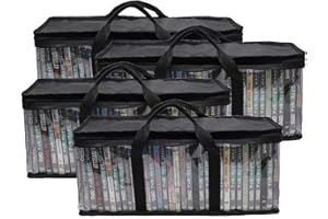 YMOND DVD Storage Bag, Portable CD Media Organizer Bag, Each Case Holder Hold Up 30 DVDs, Stackable Bags for Movies,Video Games, 4 Pack