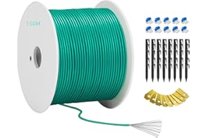 150m Boundary Cable for Robotic Lawnmower - Headley Tools Boundary Wire+50x Pegs+10x Connectors+9x Titanium Blades Accessory Set for Search Cable, Compatible with Gardena/Husqvarna/Worx
