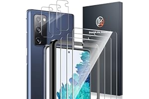 LK Ochraniacz ekranu kompatybilny z Samsung Galaxy S20 FE 4G / 5G 16.5 cm, 3-pak folii ochronnej ze szkła hartowanego i 3 osłony obiektywu aparatu, odporne na zarysowania, łatwe narzędzie do