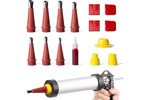 MEGAVOW 15Pcs Stainless Steel Caulking Nozzle Set, Universal Integrated Rubber Nozzle Tool Kit Caulking Nozzle Applicator with Base and Antidrying Sealant for Kitchen Bathroom Brick Joint Window