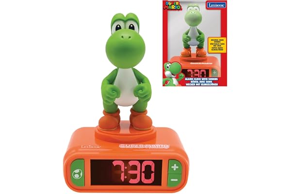 Lexibook - Réveil Nintendo Super Mario - Effets sonores Super Mario - Horloge Réveil Garçons - avec Snooze- Orange/Vert - RL800NI1LXB