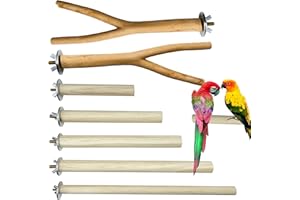 Allazone 7 PCS Perchoirs en Bois pour Oiseau, Branches en Bois pour Cage à Oiseaux, Perchoirs Naturels pour Perroquets, Calopsittes, Canaris