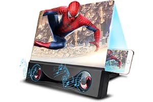 Newseego 12" Phone Screen Magnifier with Bluetooth Speaker,HD Anti-Blu-Ray Handy Bildschir Lupe mit Bluetooth-Lautsprecher und Faltbaren Ständern für Ansehen von Filmvideo auf Alle Smartphone-Schwarz