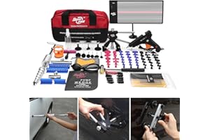 PDR TOOLS Auto Dellen Ausbeulwerkzeug Set Aufgerüstete 2 in 1 Gleithammer mit Gewinde,USB LED Wiederaufladbare Gefütterte Dellenplatte, Ausbeulwerkzeug Set Für Schäden durch Große Kleine Dellen,Hagelschäden