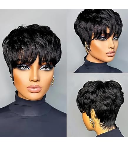 Perruque Femme 100% Cheveux Naturels Courts - Noir Moyen (WITNEY 1b) - Longueur 35 Cm - Neuf Avec étiquettes