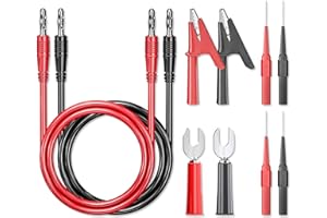Cleqee 10 Stück 4mm Bananenstecker auf Bananenstecker Messleitungen Weiches flexibles Kabel mit Krokodilklemmen Flachstecker Drahtdurchdringende Prüfspitzen für Multimeter Elektrische Prüfung
