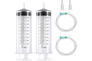 WEFINEST 2 Stück Großer Spritze 250ml 350ml 550ml , Plastikspritze mit Schlauch, Liquid Measuring Syringe, Dosierspritze für Industrie, Individually Sealed Spritze, Plastikspritze für Labor (550ml)
