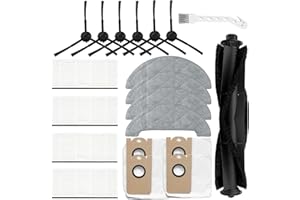 QAQGEAR Confezione da 20 Pezzi di Ricambio per aspirapolvere per VIOMI S9, 1 Spazzola a Rullo, 6 spazzole Laterali, 4 filtri, 4 Sacchetti per la Polvere, 4 Panni per mocio, 1 Strumenti per la Pulizia