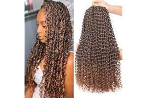 Xtrend Lot de 7 mèches de cheveux de 18 brins ondulés de 45,7 cm - Cheveux tressés au crochet - Cheveux bohèmes pré-bouclés en fibre synthétique naturelle - T30#