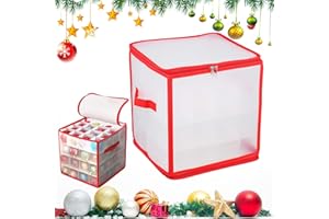 Hillylolly Caja Almacenamiento Bolas de Navidad, Caja Guardar Bolas Navidad, Capacidad para 64, Bolas Navideñas, para Almacenar, Rojo