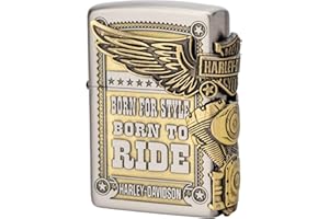 Zippo HDP-27 Harley Davidson Japanese Limited Procesamiento continuo de 3 caras, acabado antiguo níquel x latón dorado