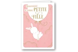 Editions Cely Carte FÉLICITATIONS NAISSANCE BÉBÉ FILLE - toucher Velours - dorures Or - gaufrage relief - enveloppe incluse - Format 12 x 17cm - papeterie premium