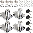 SANMUGEED Cam Lock 32mm, 4PCS Security Cabinet Lock with Key Different Cupboard Lock for Furniture Cabinet Mailbox Drawer Household Office