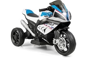 COSTWAY 12V Kids Electric Motorbike, Licensed BMW Ride on Motorcycle with Headlight, Music, Horn, MP3, USB Port, Battery Powered Vehicle Toy for 37-96 Months (White)