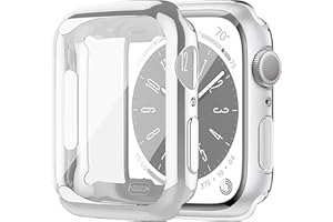 SOLOLUP 2 Pack Screen Protector Compatible with Apple Watch Case 41mm，Soft TPU Case Full Protection HD Clear Cover for Apple Watch Series 9 8 7 41mm，Silver/Transparent