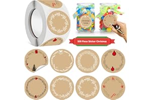 ENAIAH Naklejki na Boże Narodzenie, 500 sztuk, 4 cm, samoprzylepne, okrągłe, naklejki bożonarodzeniowe do opisywania, samoprzylepne naklejki na prezent, na imprezę, opakowanie prezentowe, koperta