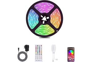 ‎ALED LIGHT ALED LIGHT Bluetooth LED Streifen, 5050 5M RGB LED Stripes Licht Smart-Telefon Kontrolliertes RGB Lichtschläuche LED Lichtband 12V für Haus, Garten, Dekoration