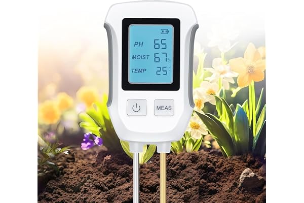 Tolesum Testeur de Sol 3 en 1, Testeur de Température et de PH pour Plantes, Capteur Hygromètre, avec Affichage LCD Rétroéclairé pour Jardin, Pelouse, Ferme, Utilisation Intérieure et Extérieure