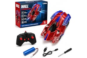 SHAHNARO Wall Climbing Remote Control Car, Spider-Web RC Stunt Car with 360° Rotating and Headlight, Rechargeable, for Kids Ages 3-12, Birthday gift