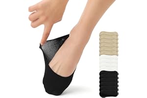 Momoshe 8 Paires Chaussette Femme Invisibles Chaussette Basse Courtes Soquette Femme Chaussettes Antidérapantes Coton Silicone Noir Blanche Chair