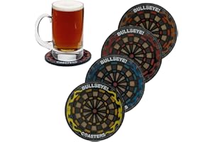 MEDOYOH Set of 4 Bulleye Drinks Coasters, Non-Slip Beer Coasters Beer Mats Washable Funny Coasters Heat Resistant for Coffee Beer Mug Wine Glass Bottle Home Pub Bar, 4 Colours