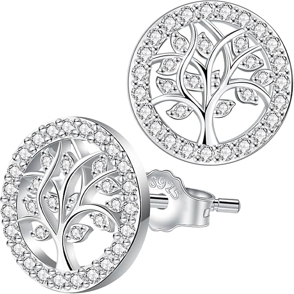 SOFIA MILANI Orecchini Donna Argento 925 A Perno - Albero Della Vita Con Zircone - Regalo In Scatola Elegante