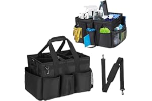 VICTOP Portable Sac fourre-Tout de Nettoyage avec Bandoulière et Ceinture, Grand Organiseur de Fournitures de Nettoyage avec Poignées et Séparateur, Polyvalent Sac à Outils pour Maison Jardin