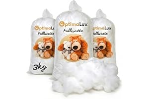 ‎OPTIMA LUX Optima Lux 3kg Füllwatte Hochflauschig – Premium Füllmaterial für Kissen, Kuscheltiere, Amigurumi & Bastelwatte – 100% Polyester Fasern, Waschbar, Formbeständig, Stopfmaterial Weiß (3 x 1000g)