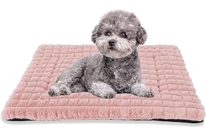 BVAGSS Dog Bed Washable Crate Mattress,Anti-Slip Crate Pad, Memory Foam Dog Beds, Soft Warm Pet Cushion for Small Medium Dogs, Calming Fluffy Sleeping Kennel Bed Pad XH082 (60x45cm,Pink)
