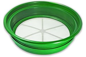 SE 13.25 Inch Wide Stackable Classifier Gold Prospecting Pan - 1/20 Inch Stainless Steel Mesh Sifting Pan, Green