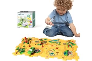 KADAYAYA Toy Puzzle Track Car Play Set for Kids Age 3-6 Dinosaur Puzzle Track Rail Race Car for Toddlers Jigsaw Slot Car Track Toys for 3 4 5 6 Year Old Boys Girls Educational Montessori Toy for Kids