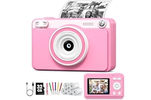 GREENKINDER Macchina Fotografica Bambini Istantanea, 2.4" Schermo Fotocamera Istantanea con 32GB Scheda, 1080P Fotocamera Digital per Bambini, Giocattolo Regalo per Bambino da 3-14 Anni