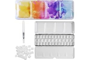 FEADBYT Scatola per Acquerelli, Tavolozza con Coperchio, Scatola per Acquerelli Vuota, Scatola per Pittura ad Acquerello, Scatola in Metallo, Scatola per Pittura, Dei Principianti