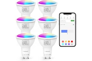 VOCOlinc Bombilla Inteligente WiFi GU10, Compatible con HomeKit/Alexa/Google Home, 4.5W, Control por Voz, Acceso Remoto, Regulable Multicolor, 2200K-7000K Blanco Cálido/Frío, 2 Piezas (6P)