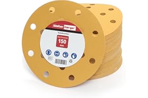 Woltersberger® 50 Stück Exzenter Schleifscheiben Ø 150mm | Körnung P60 | 15 Loch in gold | Schleifpapier für optimales schleifen, vielseitig einsetzbar