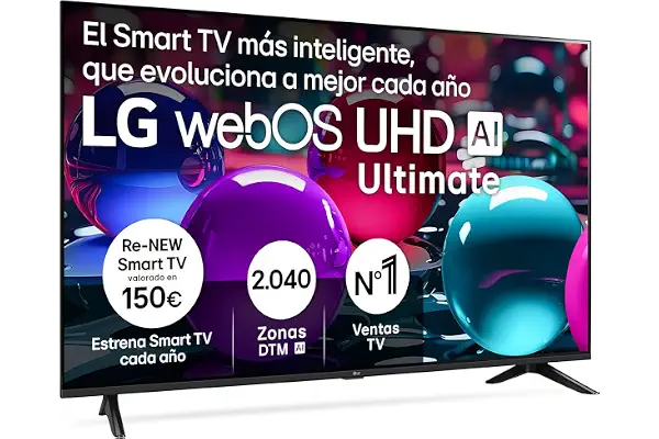 LG 43UA73006LA - TV 43", UHD 4K, WebOS 25, Ultimate IA, HDR10 Pro, Super Upscaling, Dolby Digital Plus, Google Assistant, Negro