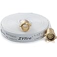 ZYfire Fire Hose - 1-1/2" ID x 50 FT Single Jacket TPU Firefighter Hose with M × F NST/NH Brass Couplings 750 PSI Burst Pressure Lightweight for Use in Firefighting
