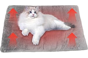 Elecbee Self Warming Cat Bed, Self Heating Dog Bed Mat, Soft & Safe Self Heating Pet Pad washable and Electric-Free Warming Pet Blanket with Non-Slip Bottom for Indoor & Outdoor Cats、Puppy 70 x 45 cm