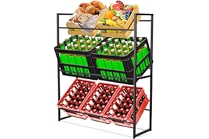 Ixdregan Getränkekistenregal 98x31x114,5cm, Massives Getränkeregal freistehend & stabil - Regal für 6 Getränkekisten aus Metall,Kistenregal Kastenregal Wasserkastenregal Ständer Getränkekisten