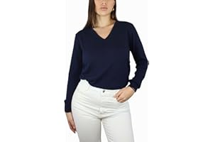 Win's Pull Femme Col en V en Cachemire, Fabriqué en Italie