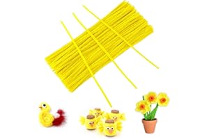 GCQQ 100Pcs Yellow Pipe Cleaners, 6mm*30cm Chenilles Stems Pipe, Chenille Crafts Pipecleaners for DIY & Cleaning