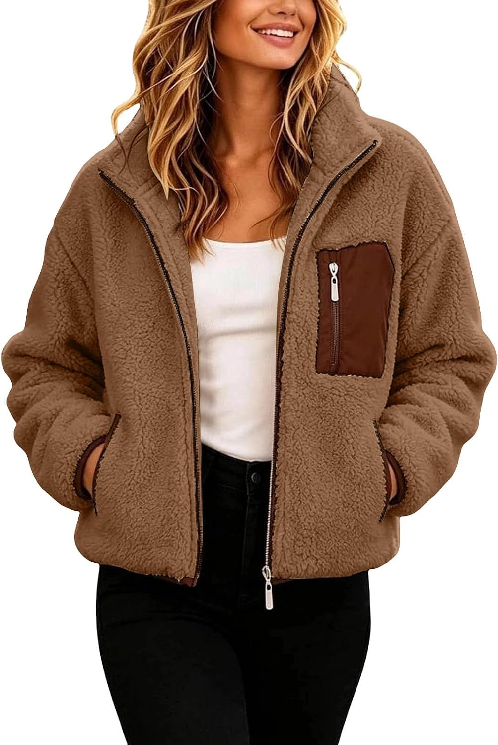 Technische Daten & Spezifikationen : Viunychn Teddyjacke Damen Winter Fleecejacke